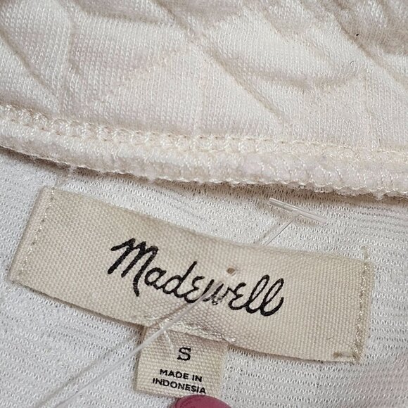 Madewell Quilted-Knit Lace-Up Mock Neck Sweatshirt White Women Small - Picture 6 of 13